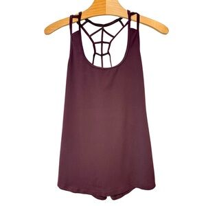 Athleta Halasana Macrame Women's Small Racerback Tank, Maroon